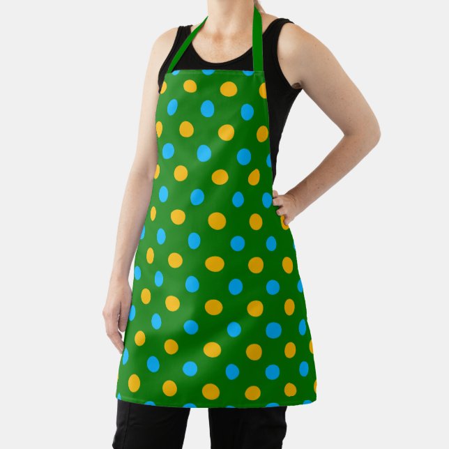 Green Yellow Black Polka Dots Design  Apron (Insitu)