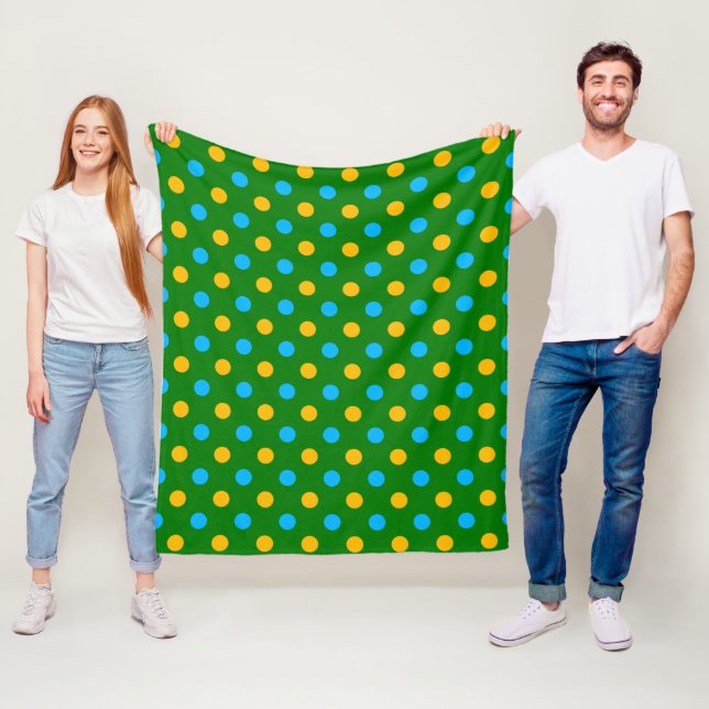 Green Yellow Black Polka Dots Design  Fleece Blanket (In Situ)