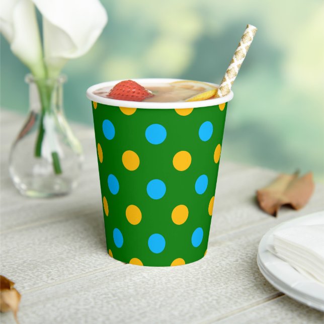 Green Yellow Black Polka Dots Design  Paper Cups (Insitu)