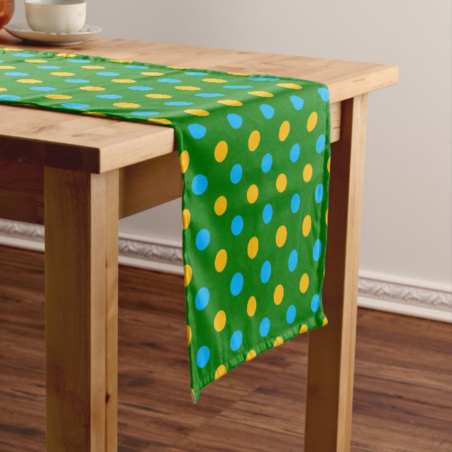Green Yellow Black Polka Dots Design  Short Table Runner (In Situ)