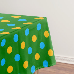 Green Yellow Black Polka Dots Design Tablecloth