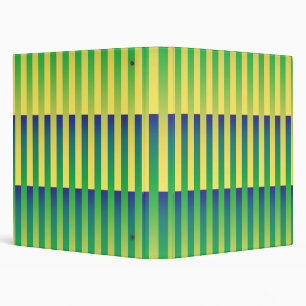 Green Yellow Blue Striped Pattern 3 Ring Binder
