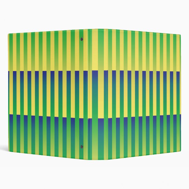 Green Yellow Blue Striped Pattern 3 Ring Binder (Background)