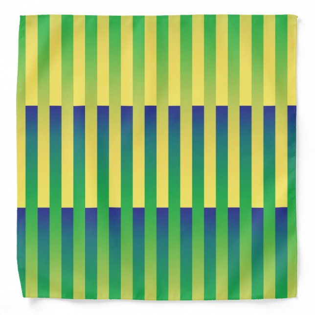 Green Yellow Blue Striped Pattern Bandana (Front)