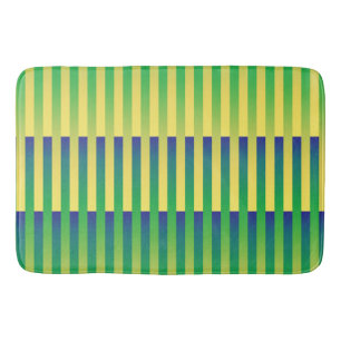 Green Yellow Blue Striped Pattern Bath Mat