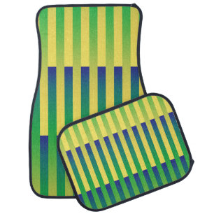 Green Yellow Blue Striped Pattern Car Floor Mat