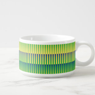 Green Yellow Blue Striped Pattern Chili Bowl