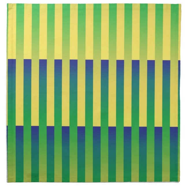 Green Yellow Blue Striped Pattern Cloth Napkin (Front)