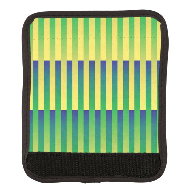 Green Yellow Blue Striped Pattern Luggage Handle Wrap (Front)