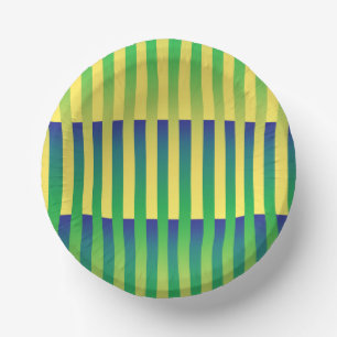 Green Yellow Blue Striped Pattern Paper Bowls