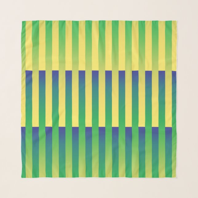 Green Yellow Blue Striped Pattern Scarf (Front)