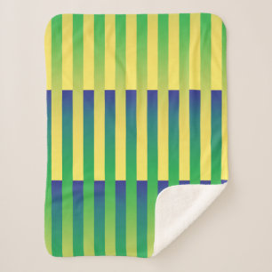 Green Yellow Blue Striped Pattern Sherpa Blanket