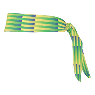 Green Yellow Blue Striped Pattern Tie Headband