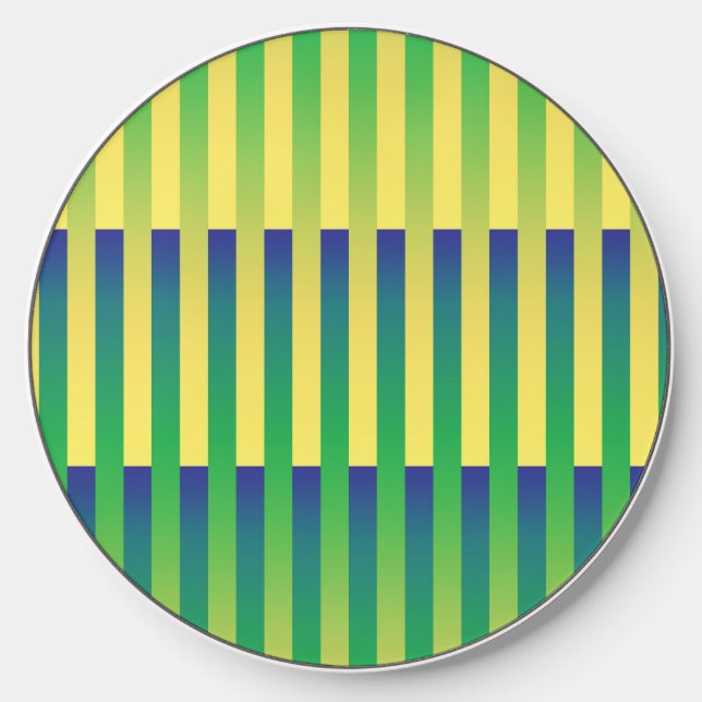 Green Yellow Blue Striped Pattern Wireless Charger (Front)