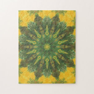 Green Yellow Brown Geometric Kaleidoscope Puzzles