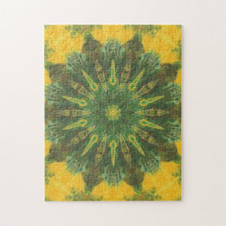 Green Yellow Brown Geometric Kaleidoscope Puzzles