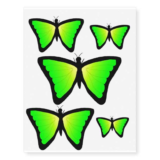 Green/yellow butterfly temporary tattoos (Front)