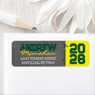 Green Yellow Chalkboard Graduation Return Address Label