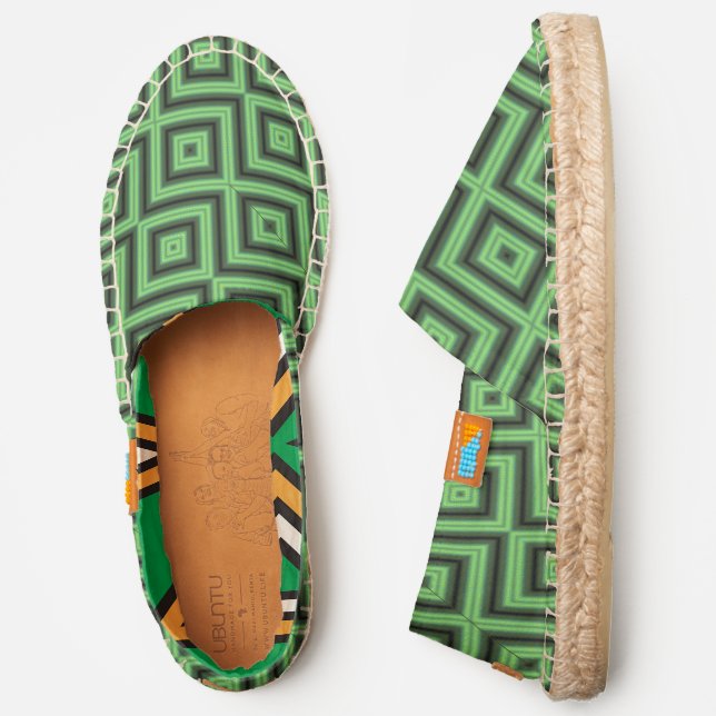 Green & Yellow Checkered by Kenneth Yoncich Espadrilles (Side)