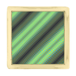 Green & Yellow Checkered Tubes by Kenneth Yoncich Gold Finish Lapel Pin