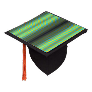 Green & Yellow Checkered Tubes by Kenneth Yoncich Graduation Cap Topper
