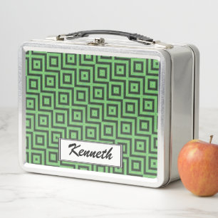 Green & Yellow Checkered Tubes by Kenneth Yoncich Metal Lunch Box