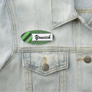 Green & Yellow Checkered Tubes by Kenneth Yoncich Name Tag