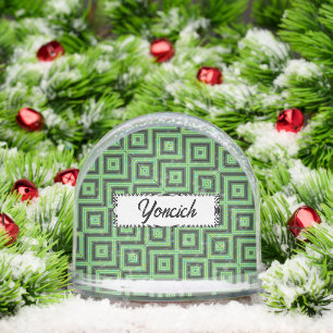 Green & Yellow Checkered Tubes by Kenneth Yoncich Snow Globe