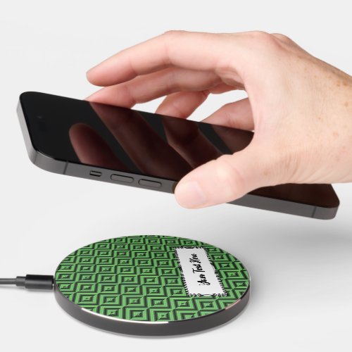 Green  Yellow Checkered Tubes by Kenneth Yoncich Wireless Charger