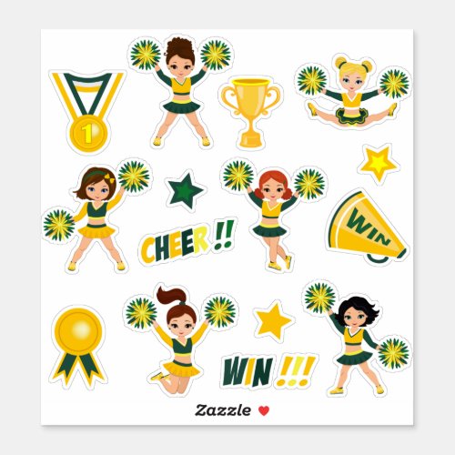 Green  Yellow Cheerleaders Sticker