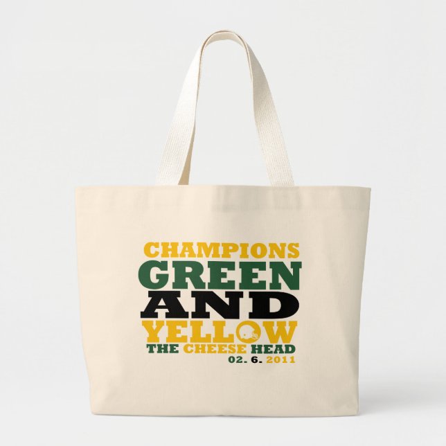 Green & Yellow (Cheese head) Large Tote Bag (Front)