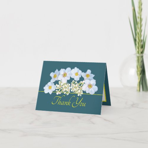 Green Yellow Chic Anemone Orchid Bouquet Thank You Card