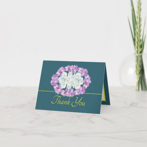 Green Yellow Chic Roses Crocuses Wreath Thank You Card