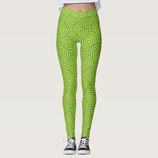Green Yellow Circles Leggings (Front)