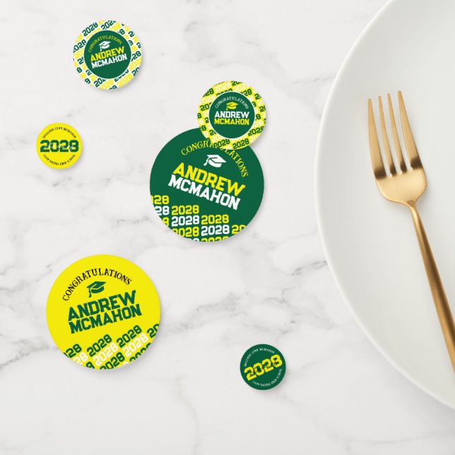 Green Yellow Class of ANY YEAR Personalized Party Confetti (Group)