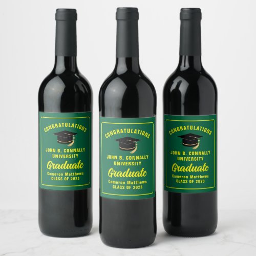 Green Yellow Congratulations Graduation Party Wine Label