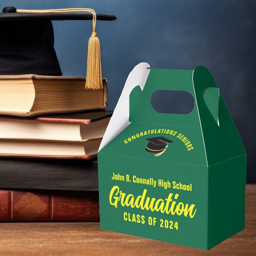 Green Yellow Custom 2024 Graduation Party Favor Boxes