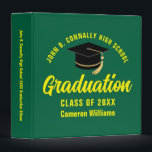 Green Yellow Custom Graduation Keepsake 3 Ring Binder<br><div class="desc">This modern green and yellow custom senior graduation photo album features your high school or college name for the class of 2025. Customize with your graduating year under the chic handwritten script and black grad cap for a great personalized graduate binder keepsake gift. Fill with your photos or memorabilia.</div>