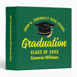 Green Yellow Custom Graduation Keepsake 3 Ring Binder