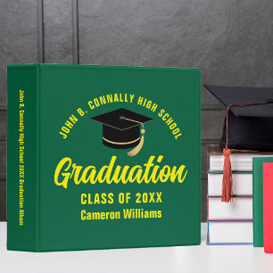 Green Yellow Custom Graduation Keepsake 3 Ring Binder
