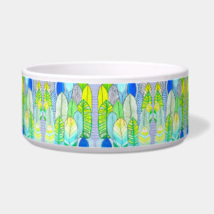 Green Yellow Cute Modern Tropical Boho Leaves Bowl