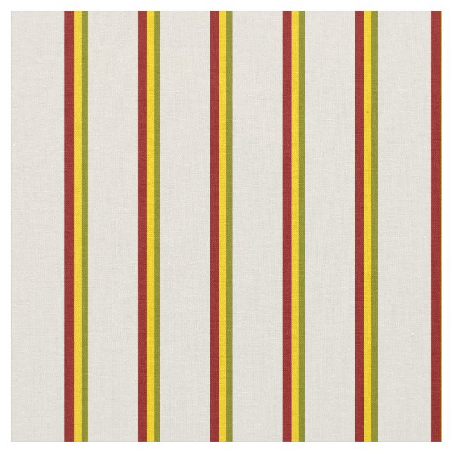 Green, Yellow, Dark Red, and Beige Pattern Fabric (Close Up)