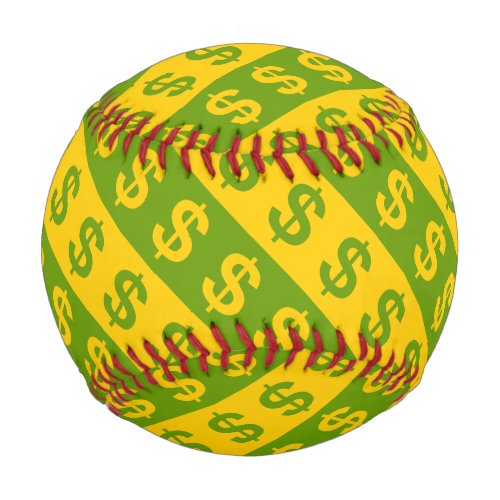 Green  Yellow Dollar Signs  Striped Pattern Baseball