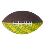 [ Thumbnail: Green & Yellow Dollar Signs Striped Pattern Football ]