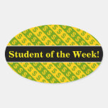 [ Thumbnail: Green & Yellow Dollar Signs ($) Striped Pattern Sticker ]