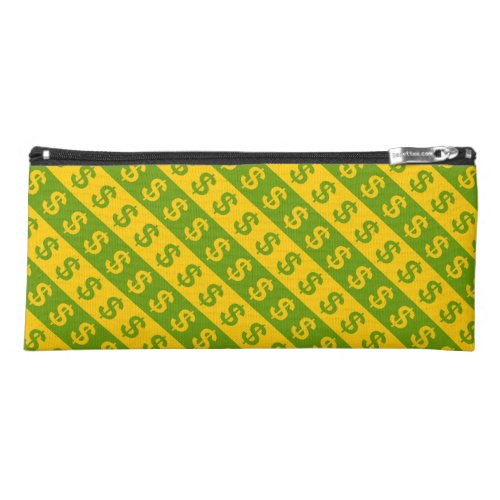 Green & Yellow Dollar Signs ($) Striped Pattern Pencil Case Green Yellow Dollar Signs Striped Pattern Pencil Case