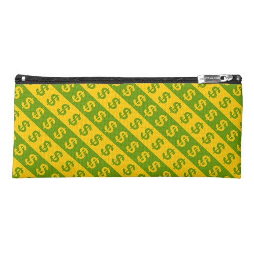 Green  Yellow Dollar Signs  Striped Pattern Pencil Case