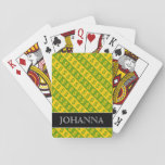 [ Thumbnail: Green & Yellow Dollar Signs ($) Striped Pattern Playing Cards ]