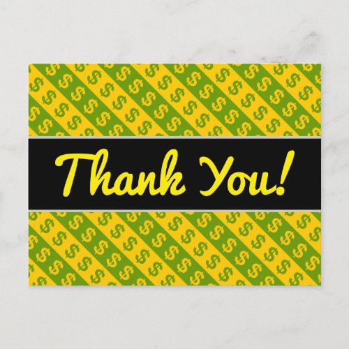 Green  Yellow Dollar Signs  Striped Pattern Postcard