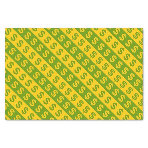 Green  Yellow Dollar Signs Striped Pattern Tissue Paper